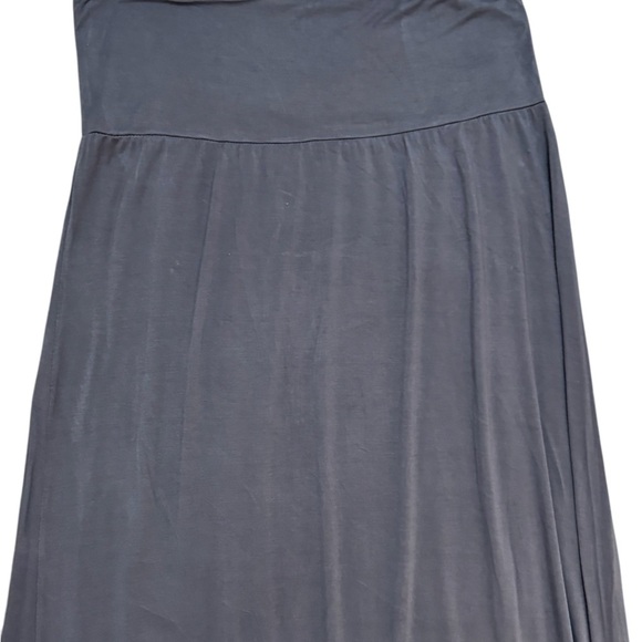 Blue Gray Maxi A-Line Skirt with Pleats for Work - Picture 2 of 2